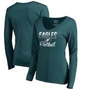 Add Philadelphia Eagles NFL Pro Line by Fanatics Branded Women's Free Line V-Neck Long Sleeve T-Shirt – Midnight Green To Your NFL Collection