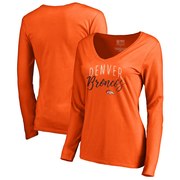 Add Denver Broncos NFL Pro Line by Fanatics Branded Women's Graceful Long Sleeve V-Neck T-Shirt - Orange To Your NFL Collection