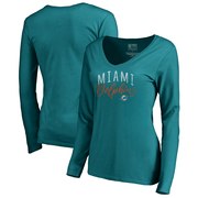 Add Miami Dolphins NFL Pro Line by Fanatics Branded Women's Graceful Long Sleeve V-Neck T-Shirt - Aqua To Your NFL Collection