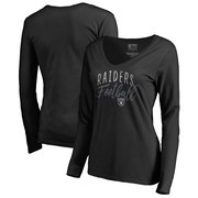 Add Oakland Raiders NFL Pro Line by Fanatics Branded Women's Graceful Long Sleeve V-Neck T-Shirt - Black To Your NFL Collection