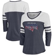 Add New England Patriots NFL Pro Line by Fanatics Branded Women's Freedom Color Block 3/4 Sleeve Tri-Blend T-Shirt – Navy To Your NFL Collection