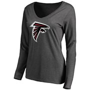 Add Atlanta Falcons Women's NFL Pro Line Team Logo Long Sleeve T-Shirt - Heathered Gray To Your NFL Collection