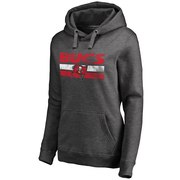 Order Tampa Bay Buccaneers NFL Pro Line Women's First String Pullover Hoodie - Dark Heathered Gray at low prices.