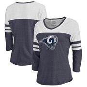 Add Los Angeles Rams NFL Pro Line by Fanatics Branded Women's Distressed Primary Logo Three-Quarter Sleeve Raglan Tri-Blend T-Shirt – Navy To Your NFL Collection