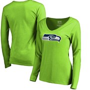 Add Seattle Seahawks NFL Pro Line by Fanatics Branded Women's Primary Logo V-Neck Long-Sleeve T-Shirt - Neon Green To Your NFL Collection