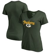 Add Green Bay Packers NFL Pro Line by Fanatics Branded Women's Freehand V-Neck T-Shirt - Green To Your NFL Collection