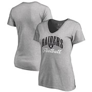 Add Oakland Raiders NFL Pro Line by Fanatics Branded Women's Victory Script V-Neck T-Shirt - Heathered Gray To Your NFL Collection