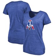 Add New England Patriots Fanatics Branded Women's Throwback Logo Tri-Blend V-Neck T-Shirt - Royal To Your NFL Collection