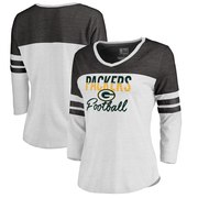 Add Green Bay Packers NFL Pro Line by Fanatics Branded Women's Plus Size Color Block 3/4 Sleeve Tri-Blend T-Shirt - White To Your NFL Collection