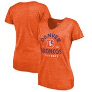 Add Denver Broncos NFL Pro Line by Fanatics Branded Women's Timeless Collection Vintage Arch Tri-Blend V-Neck T-Shirt - Orange To Your NFL Collection