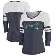 Add Seattle Seahawks NFL Pro Line by Fanatics Branded Women's Timeless Collection Rising Script Color Block 3/4 Sleeve Tri-Blend T-Shirt - College Navy To Your NFL Collection