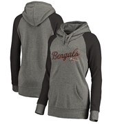 Add Cincinnati Bengals NFL Pro Line by Fanatics Branded Women's Timeless Collection Rising Script Tri-Blend Raglan Pullover Hoodie - Ash To Your NFL Collection