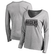 Add Oakland Raiders NFL Pro Line by Fanatics Branded Women's Iconic Collection On Side Stripe Long Sleeve V-Neck T-Shirt - Ash To Your NFL Collection