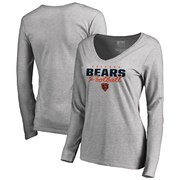 Add Chicago Bears NFL Pro Line by Fanatics Branded Women's Iconic Collection Script Assist Long Sleeve V-Neck T-Shirt - Ash To Your NFL Collection