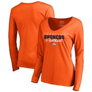 Add Denver Broncos NFL Pro Line by Fanatics Branded Women's Iconic Collection Script Assist Long Sleeve V-Neck T-Shirt - Orange To Your NFL Collection