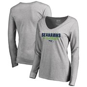 Add Seattle Seahawks NFL Pro Line by Fanatics Branded Women's Iconic Collection Script Assist Long Sleeve V-Neck T-Shirt - Ash To Your NFL Collection