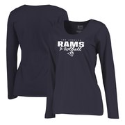 Add Los Angeles Rams NFL Pro Line by Fanatics Branded Women's Iconic Collection Script Assist Plus Size Long Sleeve T-Shirt - Navy To Your NFL Collection