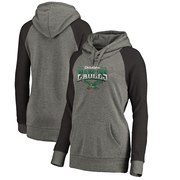 Add Philadelphia Eagles NFL Pro Line by Fanatics Branded Women's Throwback Collection Season Ticket Raglan Tri-Blend Pullover Hoodie – Heathered Gray/Heathered Black To Your NFL Collection