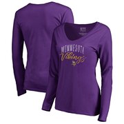 Add Minnesota Vikings NFL Pro Line by Fanatics Branded Women's Graceful Long Sleeve V-Neck T-Shirt - Purple To Your NFL Collection