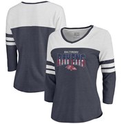 Add Baltimore Ravens NFL Pro Line by Fanatics Branded Women's Freedom Color Block 3/4 Sleeve Tri-Blend T-Shirt – Navy To Your NFL Collection