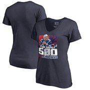 Add Tom Brady New England Patriots NFL Pro Line by Fanatics Branded Women's 500 Career Passing Touchdowns V-Neck T-Shirt – Navy To Your NFL Collection