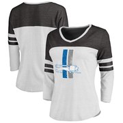 Add Detroit Lions NFL Pro Line Women's Throwback Two-Tone Three-Quarter Sleeve Tri-Blend T-Shirt - White To Your NFL Collection