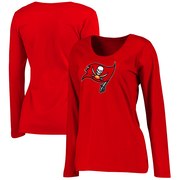 Order Tampa Bay Buccaneers NFL Pro Line Women's Primary Logo Plus Size Long Sleeve T-Shirt - Red at low prices.