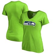 Add Seattle Seahawks NFL Pro Line by Fanatics Branded Women's Primary Logo V-Neck T-Shirt - Neon Green To Your NFL Collection