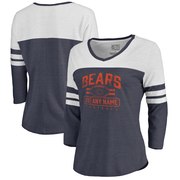 Add Chicago Bears NFL Pro Line by Fanatics Branded Women's Personalized Flanker Three-Quarter Sleeve Tri-Blend T-Shirt - Navy To Your NFL Collection