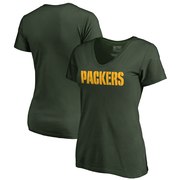 Add Green Bay Packers NFL Pro Line by Fanatics Branded Women's Wordmark V-Neck T-Shirt - Green To Your NFL Collection