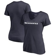 Add Seattle Seahawks NFL Pro Line by Fanatics Branded Women's Wordmark V-Neck T-Shirt - College Navy To Your NFL Collection