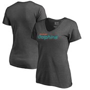 Add Miami Dolphins NFL Pro Line by Fanatics Branded Women's Wordmark V-Neck Plus Size T-Shirt - Heathered Gray To Your NFL Collection