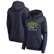 Add Seattle Seahawks NFL Pro Line by Fanatics Branded Women's Victory Script Plus Size Pullover Hoodie - College Navy To Your NFL Collection