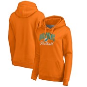 Add Miami Dolphins NFL Pro Line by Fanatics Branded Women's Victory Script Pullover Hoodie - Tennessee Orange To Your NFL Collection