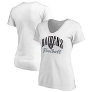 Add Oakland Raiders NFL Pro Line by Fanatics Branded Women's Victory Script V-Neck T-Shirt -White To Your NFL Collection