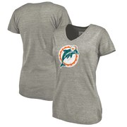 Add Miami Dolphins NFL Pro Line by Fanatics Branded Women's Throwback Logo Tri-Blend V-Neck T-Shirt - Ash To Your NFL Collection