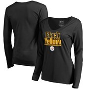 Add Pittsburgh Steelers NFL Pro Line by Fanatics Branded Women's Hometown Collection Long Sleeve V-Neck T-Shirt - Black To Your NFL Collection