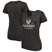 Add Oakland Raiders NFL Pro Line by Fanatics Branded Women's Timeless Collection Vintage Arch Tri-Blend V-Neck T-Shirt - Black To Your NFL Collection