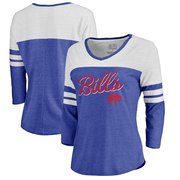 Add Buffalo Bills NFL Pro Line by Fanatics Branded Women's Timeless Collection Rising Script Color Block 3/4 Sleeve Tri-Blend T-Shirt - Royal To Your NFL Collection