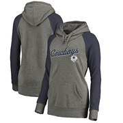 Add Dallas Cowboys NFL Pro Line by Fanatics Branded Women's Timeless Collection Rising Script Tri-Blend Raglan Pullover Hoodie - Ash To Your NFL Collection