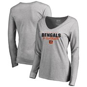 Add Cincinnati Bengals NFL Pro Line by Fanatics Branded Women's Iconic Collection Script Assist Long Sleeve V-Neck T-Shirt - Ash To Your NFL Collection