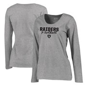 Add Oakland Raiders NFL Pro Line by Fanatics Branded Women's Iconic Collection Script Assist Plus Size Long Sleeve T-Shirt - Ash To Your NFL Collection