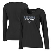 Add Oakland Raiders NFL Pro Line by Fanatics Branded Women's Iconic Collection Script Assist Plus Size Long Sleeve T-Shirt - Black To Your NFL Collection