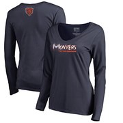 Add Chicago Bears NFL Pro Line by Fanatics Branded Women's Monsters Long Sleeve V-Neck T-Shirt – Navy To Your NFL Collection