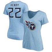 Add Derrick Henry Tennessee Titans NFL Pro Line by Fanatics Branded Women's Player Name & Number Icon V-Neck T-Shirt – Light Blue To Your NFL Collection