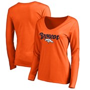 Add Denver Broncos Women's Plus Sizes Freehand Long Sleeve T-Shirt - Orange To Your NFL Collection