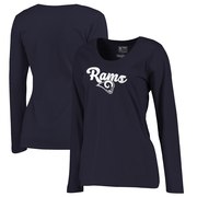 Add Los Angeles Rams Women's Plus Sizes Freehand Long Sleeve T-Shirt - Navy To Your NFL Collection