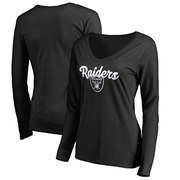 Add Oakland Raiders Women's Plus Sizes Freehand Long Sleeve T-Shirt - Black To Your NFL Collection