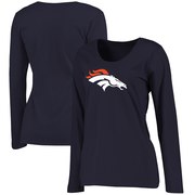 Add Denver Broncos Women's Primary Logo Plus Size Long Sleeve T-Shirt - Navy To Your NFL Collection