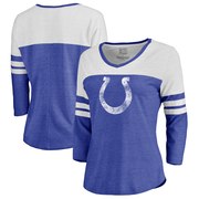 Add Indianapolis Colts NFL Pro Line by Fanatics Branded Women's Distressed Primary Logo Three-Quarter Sleeve Raglan Tri-Blend T-Shirt – Royal To Your NFL Collection